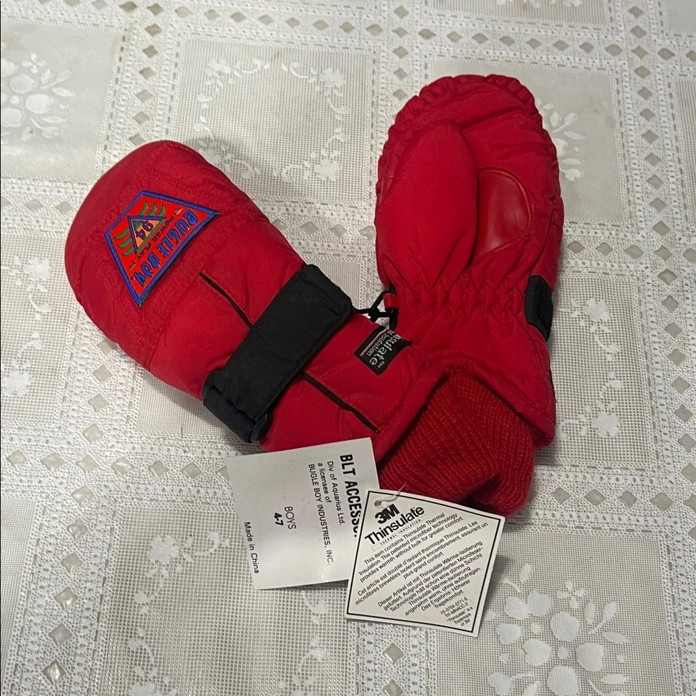 Bugle Boy Red Thermal insulated Kids Mittens Gloves Size 4-7